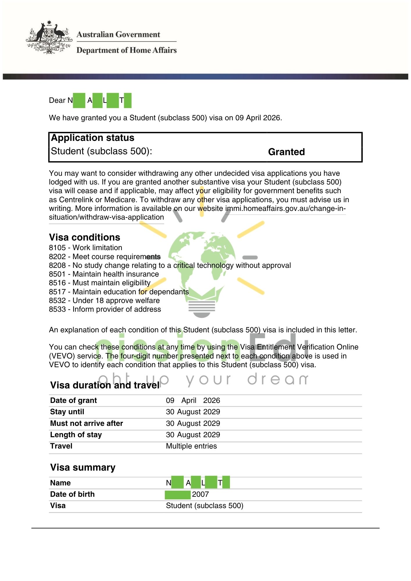 VISA DU HỌC ÚC