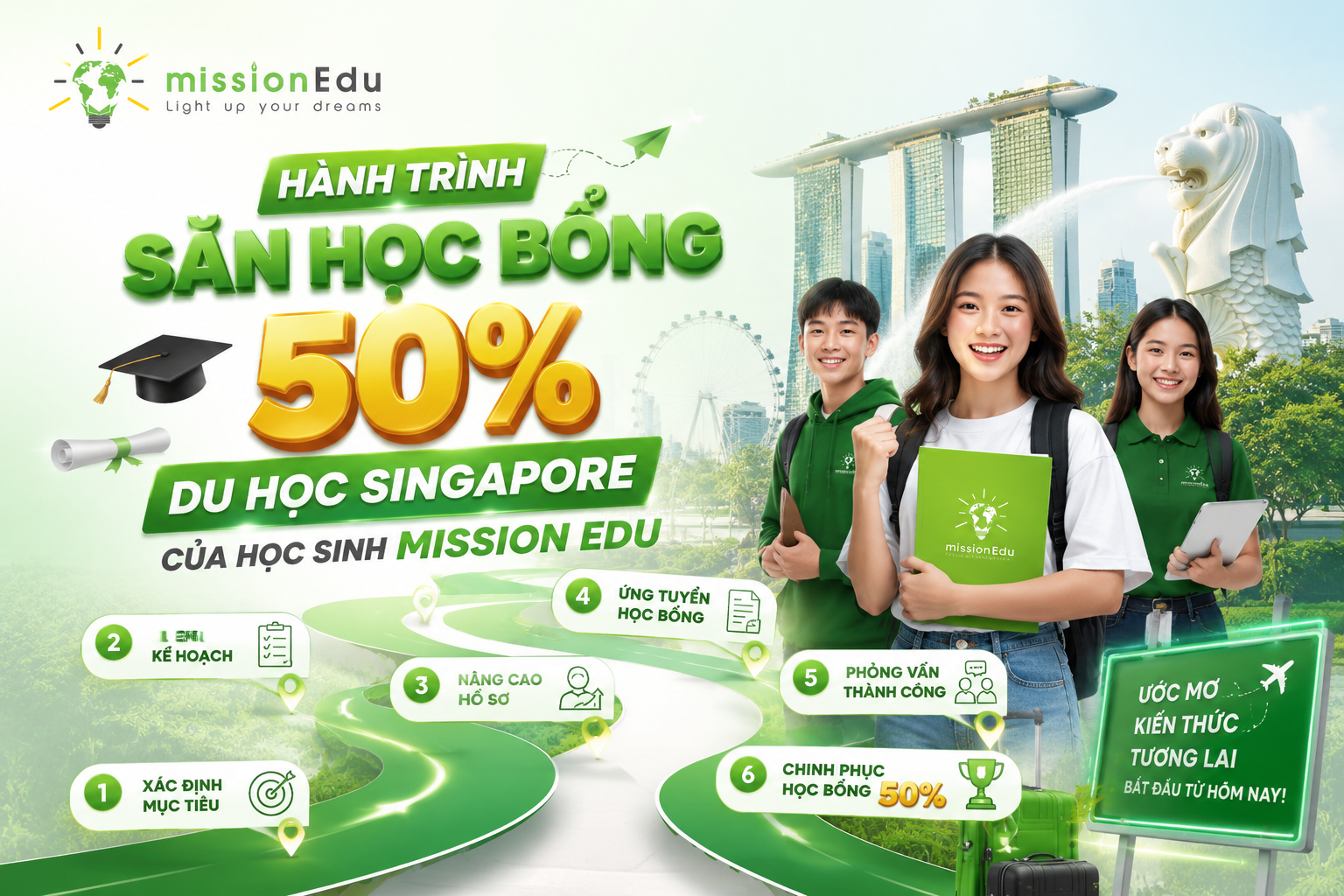 HÀNH TRÌNH SĂN HỌC BỔNG 50% DU HỌC SINGAPORE CỦA HỌC SINH MISSION EDU