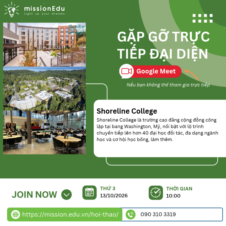 GẶP ĐẠI DIỆN TRƯỜNG SHORELINE COLLEGE _ MISSION EDU