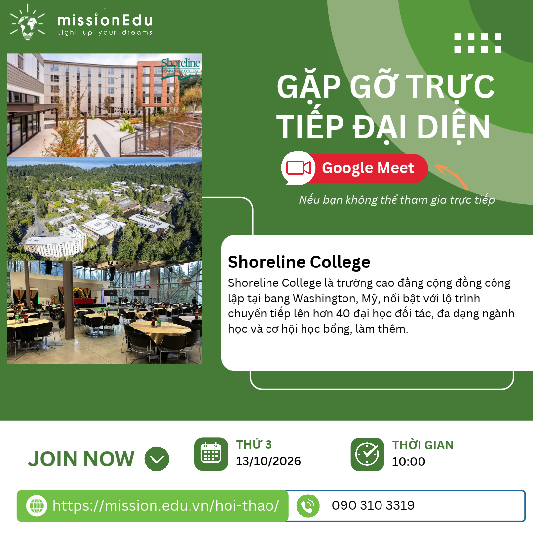 GẶP ĐẠI DIỆN TRƯỜNG SHORELINE COLLEGE _ MISSION EDU