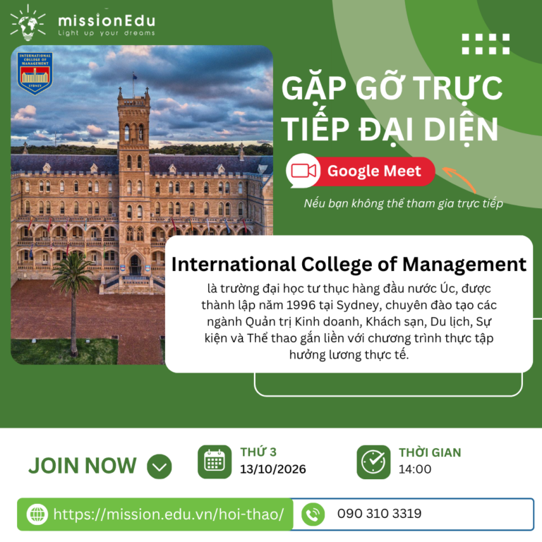 MISSION EDU ĐÓN TIẾP ĐẠI DIỆN TRƯỜNG INTERNATIONAL COLLEGE OF MANAGEMENT SYDNEY (ICMS)