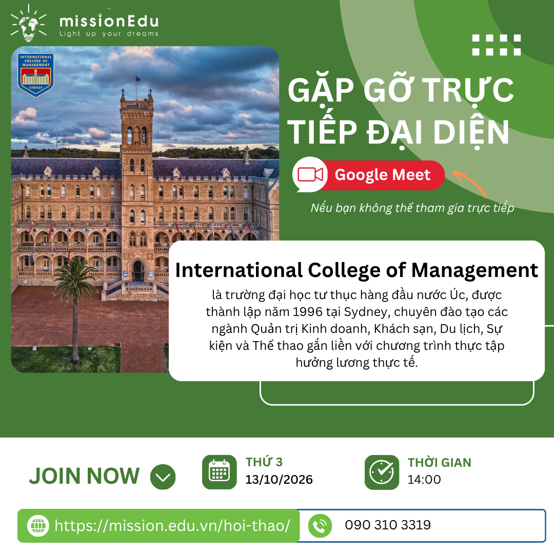 MISSION EDU ĐÓN TIẾP ĐẠI DIỆN TRƯỜNG INTERNATIONAL COLLEGE OF MANAGEMENT SYDNEY (ICMS)